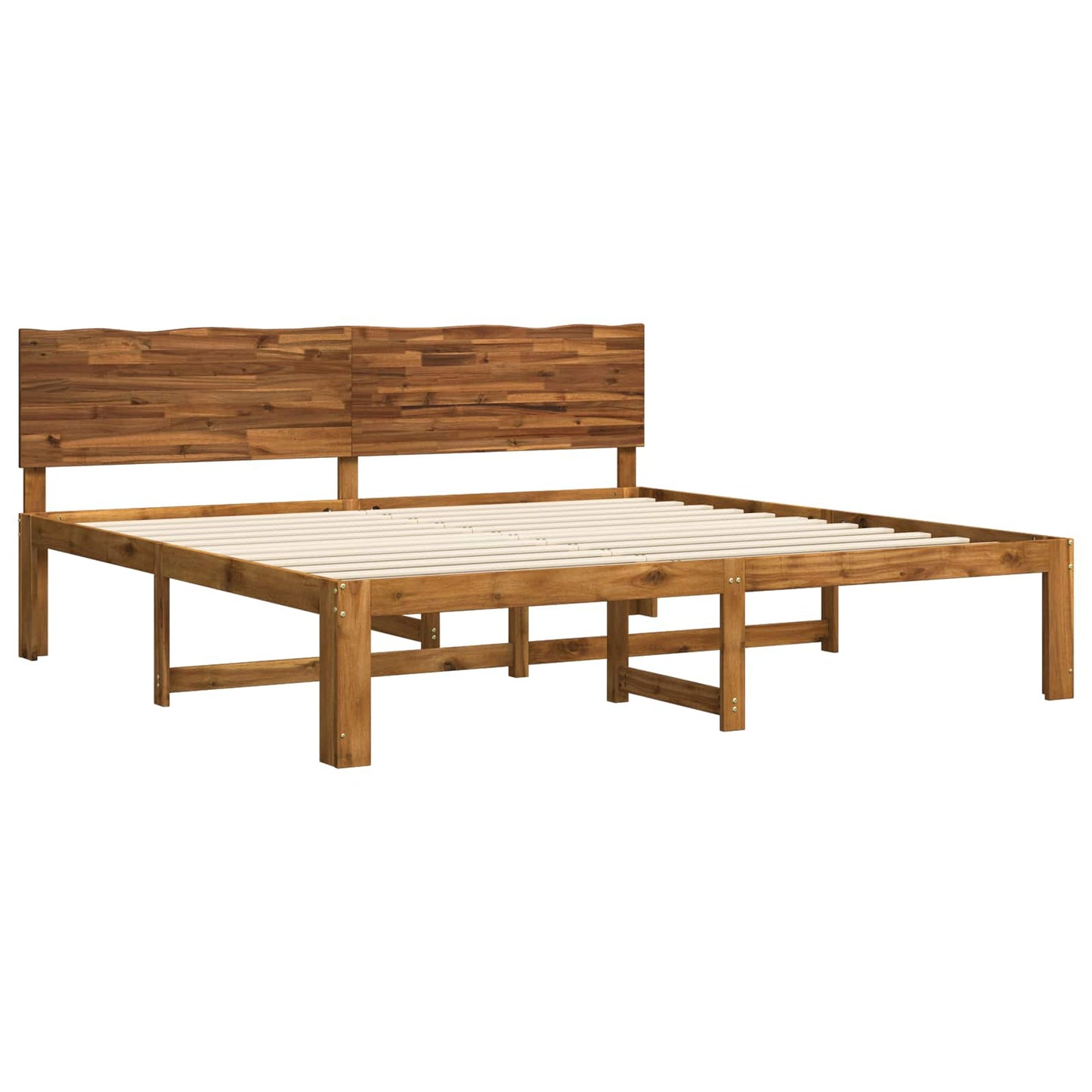 vidaXL Double Bed Frame with Headboard ROSTOCK Natural 180 x 200 cm
