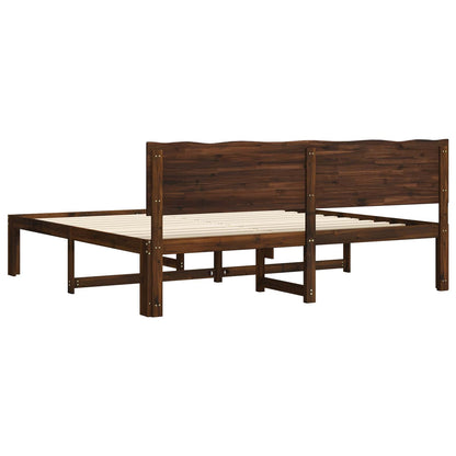 vidaXL Double Bed Frame with Headboard ROSTOCK Dark Brown 200 x 200 cm