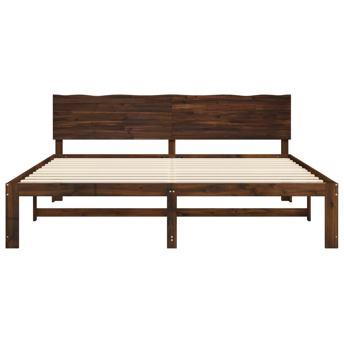 vidaXL Double Bed Frame with Headboard ROSTOCK Dark Brown 200 x 200 cm