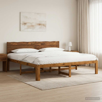 vidaXL Double Bed Frame with Headboard ROSTOCK Natural 200 x 200 cm