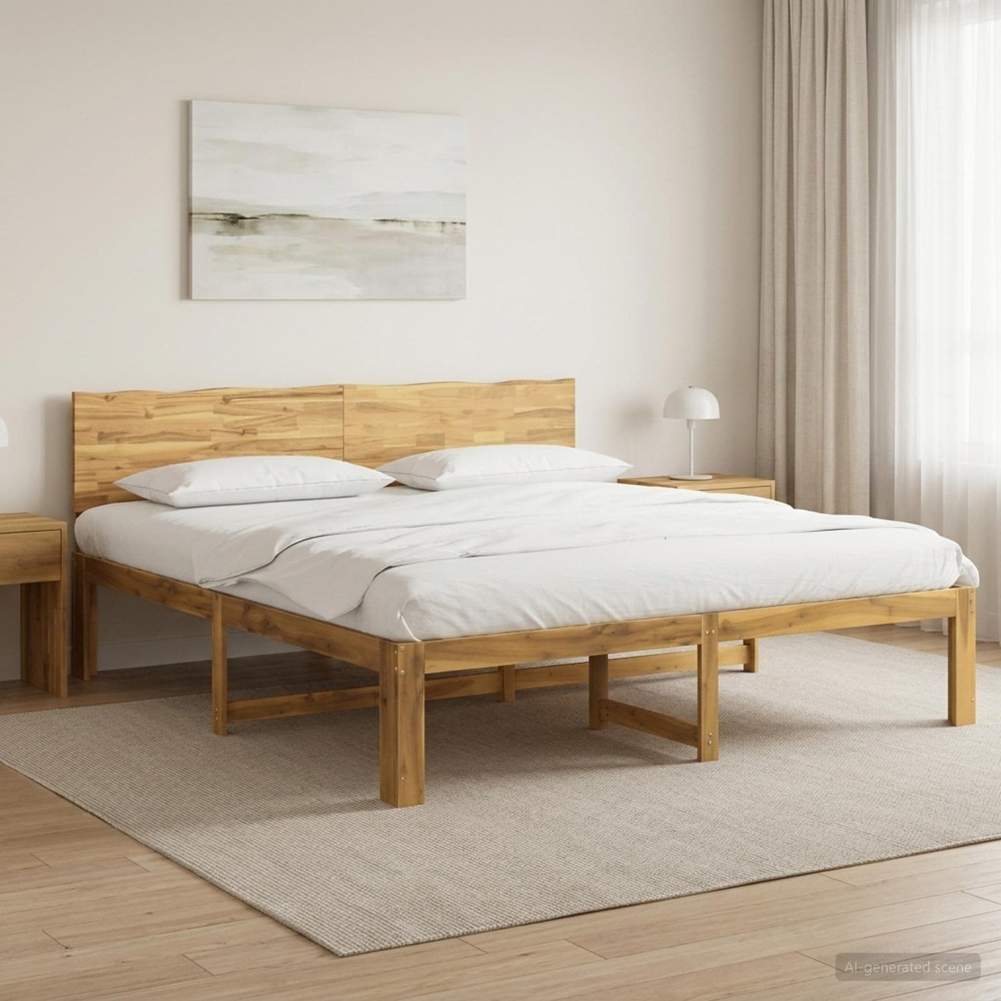 vidaXL Double Bed Frame with Headboard ROSTOCK White 200 x 200 cm