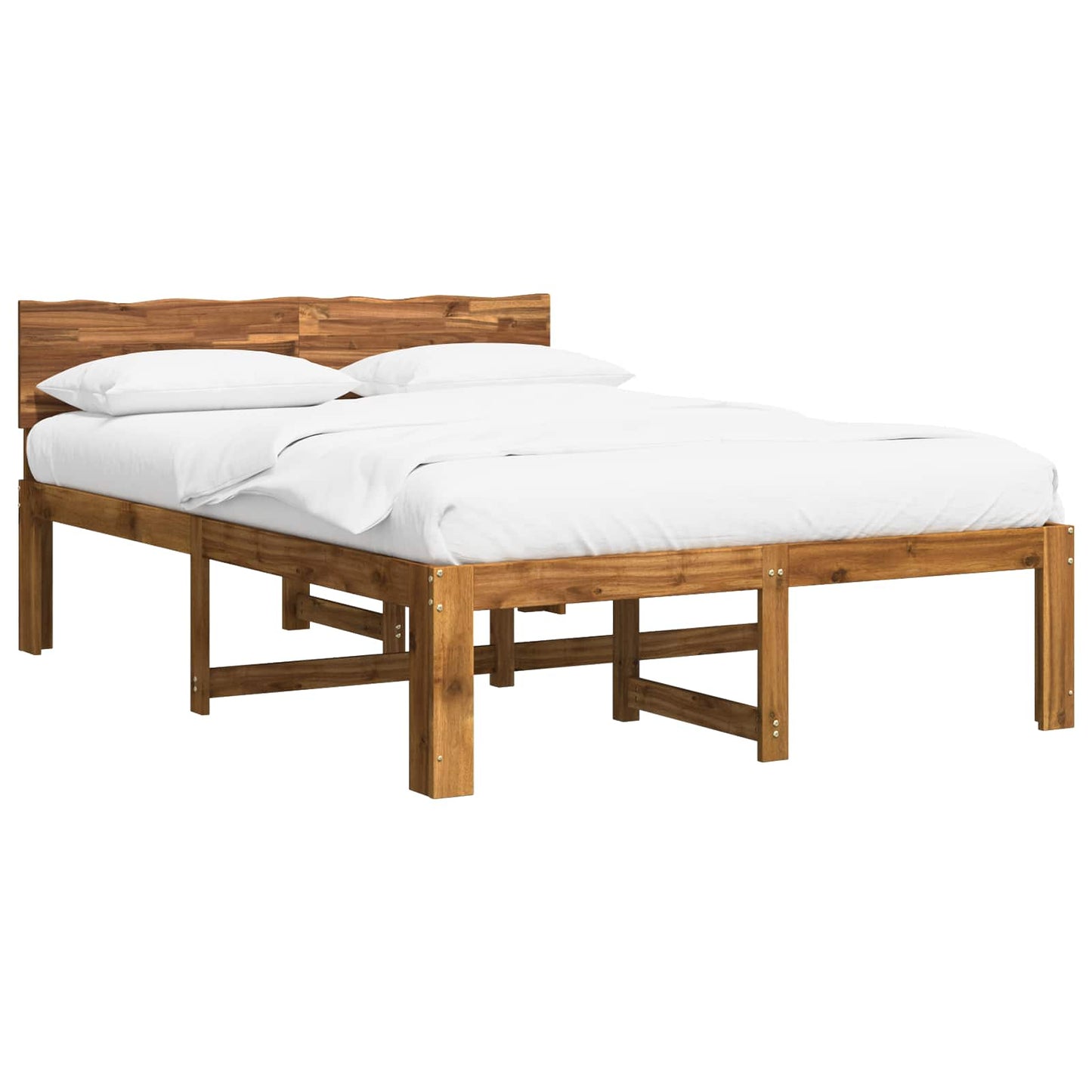 vidaXL Double Bed Frame with Headboard ROSTOCK Natural 150 x 200 cm