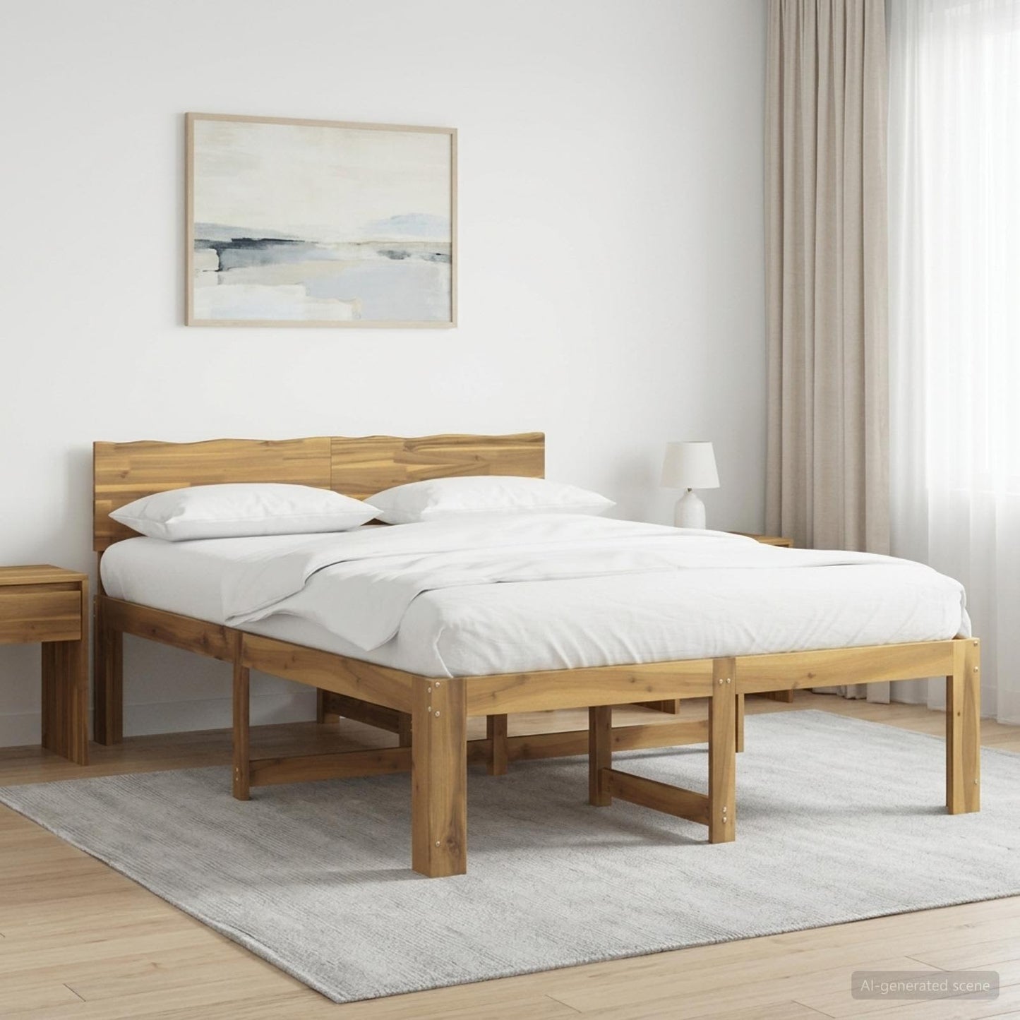 vidaXL Double Bed Frame with Headboard ROSTOCK White 150 x 200 cm