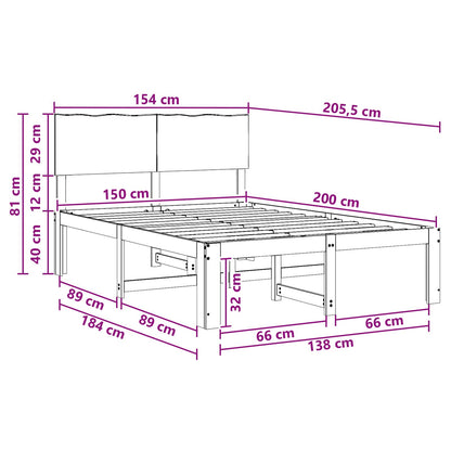 vidaXL Double Bed Frame with Headboard ROSTOCK White 150 x 200 cm