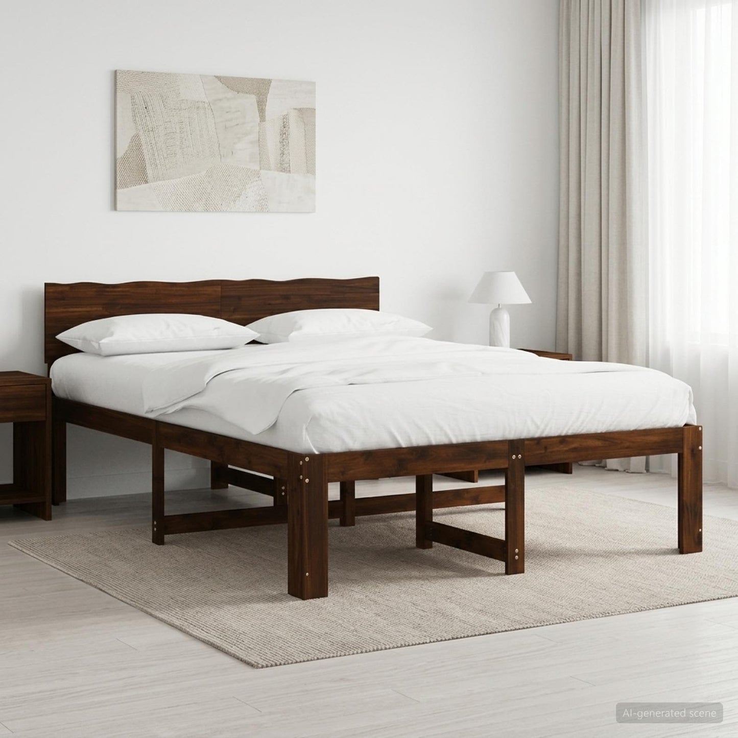 vidaXL Double Bed Frame with Headboard ROSTOCK Dark Brown 160 x 200 cm