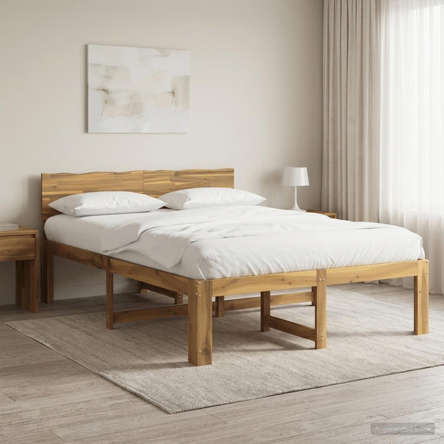 vidaXL Double Bed Frame with Headboard ROSTOCK White 160 x 200 cm