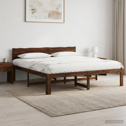 vidaXL Double Bed Frame with Headboard ROSTOCK Dark Brown 180 x 200 cm