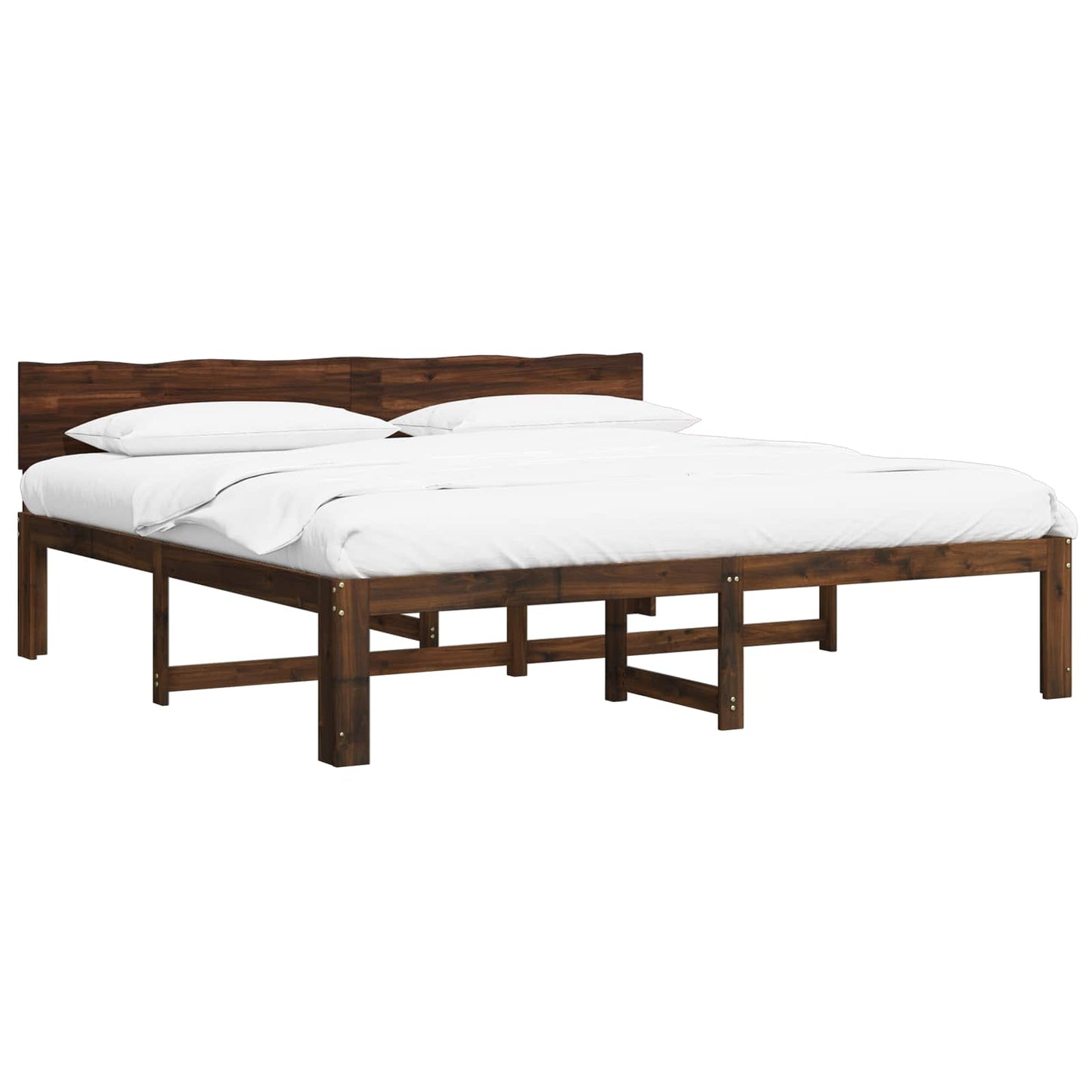 vidaXL Double Bed Frame with Headboard ROSTOCK Dark Brown 180 x 200 cm