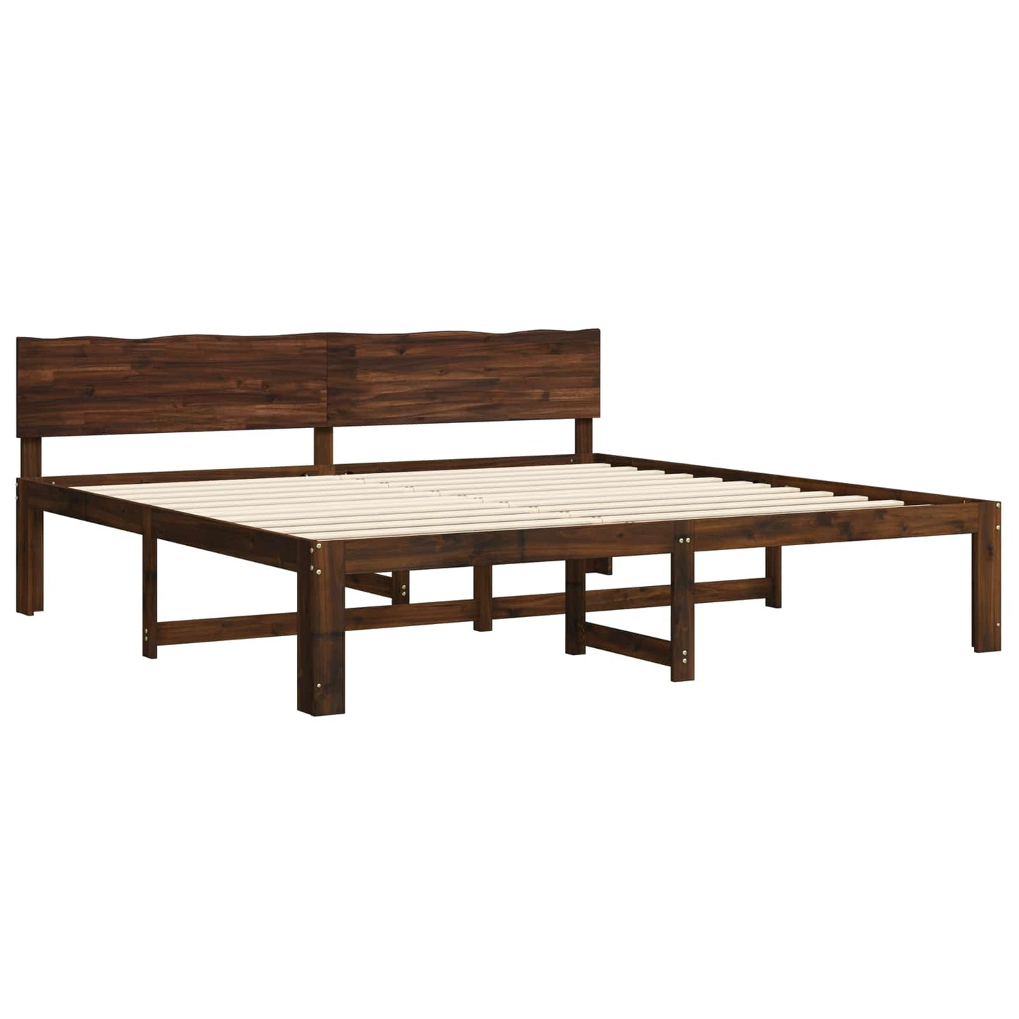 vidaXL Double Bed Frame with Headboard ROSTOCK Dark Brown 180 x 200 cm