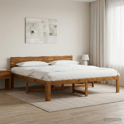 vidaXL Double Bed Frame with Headboard ROSTOCK Natural 180 x 200 cm