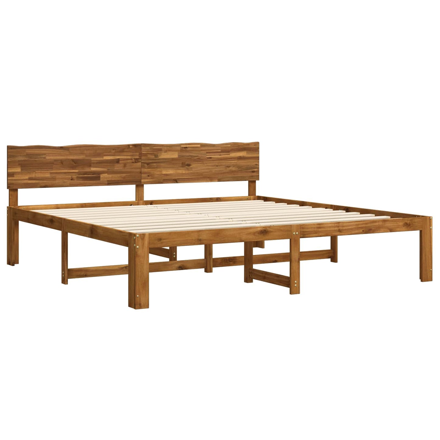 vidaXL Double Bed Frame with Headboard ROSTOCK Natural 180 x 200 cm