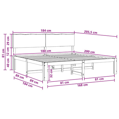 vidaXL Double Bed Frame with Headboard ROSTOCK Natural 180 x 200 cm