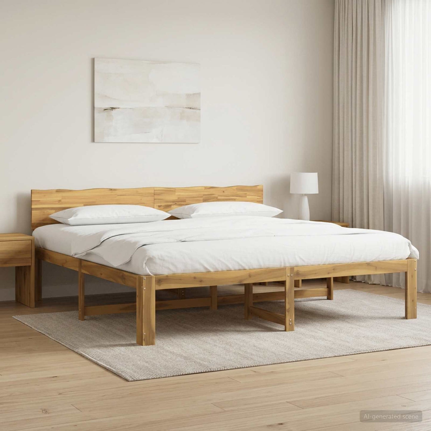 vidaXL Double Bed Frame with Headboard ROSTOCK White 180 x 200 cm