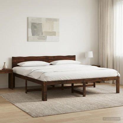 vidaXL Double Bed Frame with Headboard ROSTOCK Dark Brown 200 x 200 cm