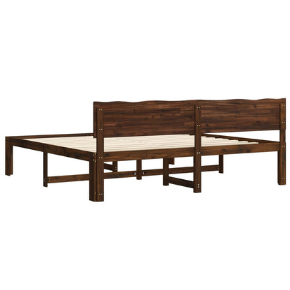 vidaXL Double Bed Frame with Headboard ROSTOCK Dark Brown 200 x 200 cm