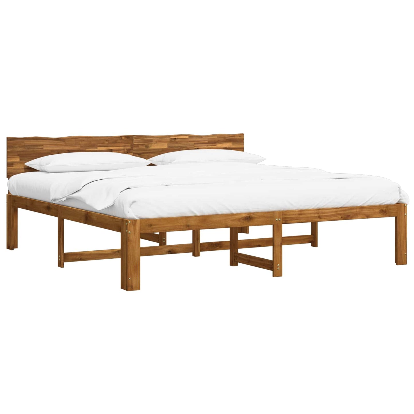 vidaXL Double Bed Frame with Headboard ROSTOCK Natural 200 x 200 cm
