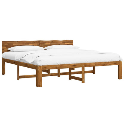 vidaXL Double Bed Frame with Headboard ROSTOCK Natural 200 x 200 cm