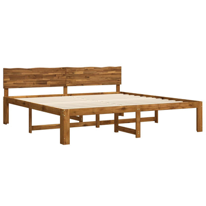 vidaXL Double Bed Frame with Headboard ROSTOCK Natural 200 x 200 cm