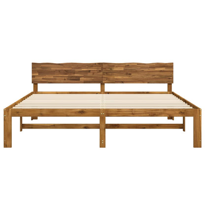vidaXL Double Bed Frame with Headboard ROSTOCK Natural 200 x 200 cm