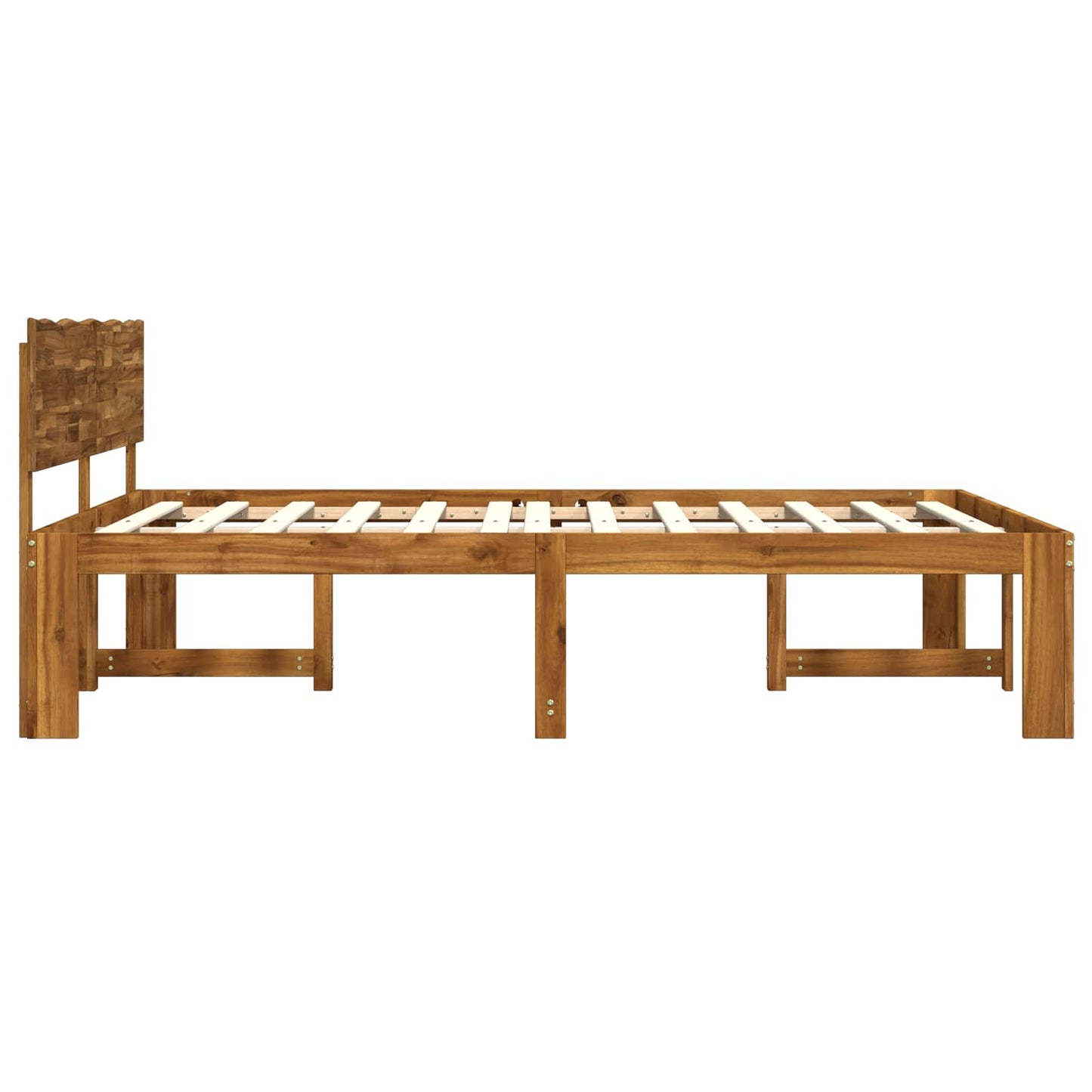 vidaXL Double Bed Frame with Headboard ROSTOCK Natural 200 x 200 cm