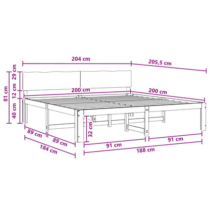 vidaXL Double Bed Frame with Headboard ROSTOCK Natural 200 x 200 cm