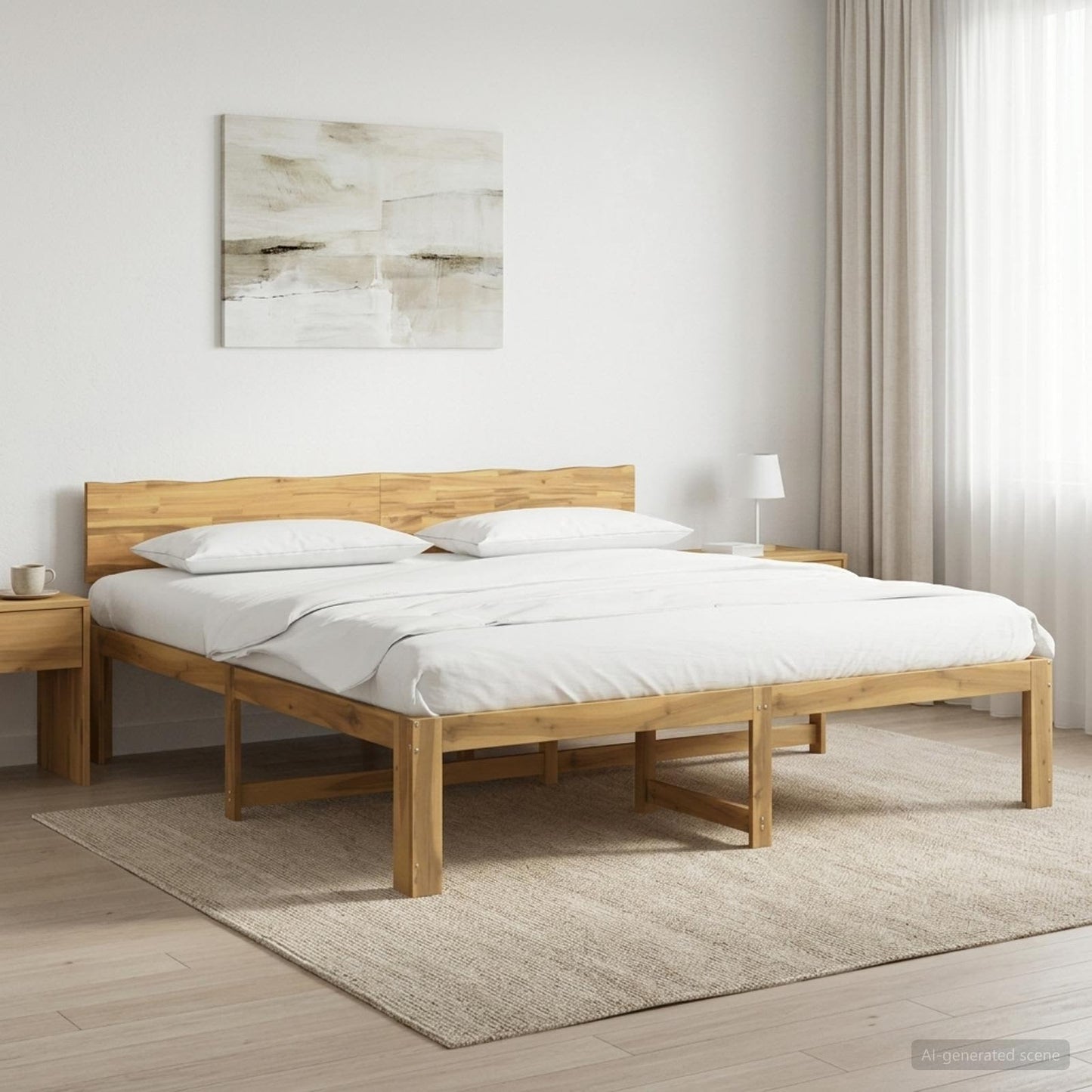 vidaXL Double Bed Frame with Headboard ROSTOCK White 200 x 200 cm