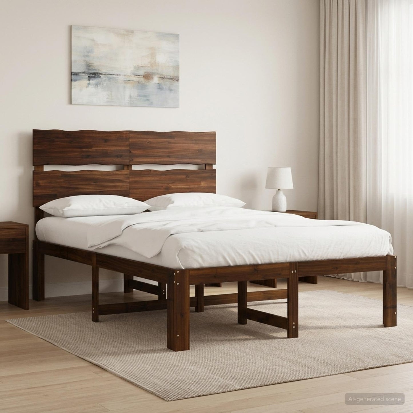 vidaXL Double Bed Frame with Headboard ROSTOCK Dark Brown 120 x 190 cm