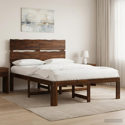 vidaXL Double Bed Frame with Headboard ROSTOCK Dark Brown 120 x 190 cm