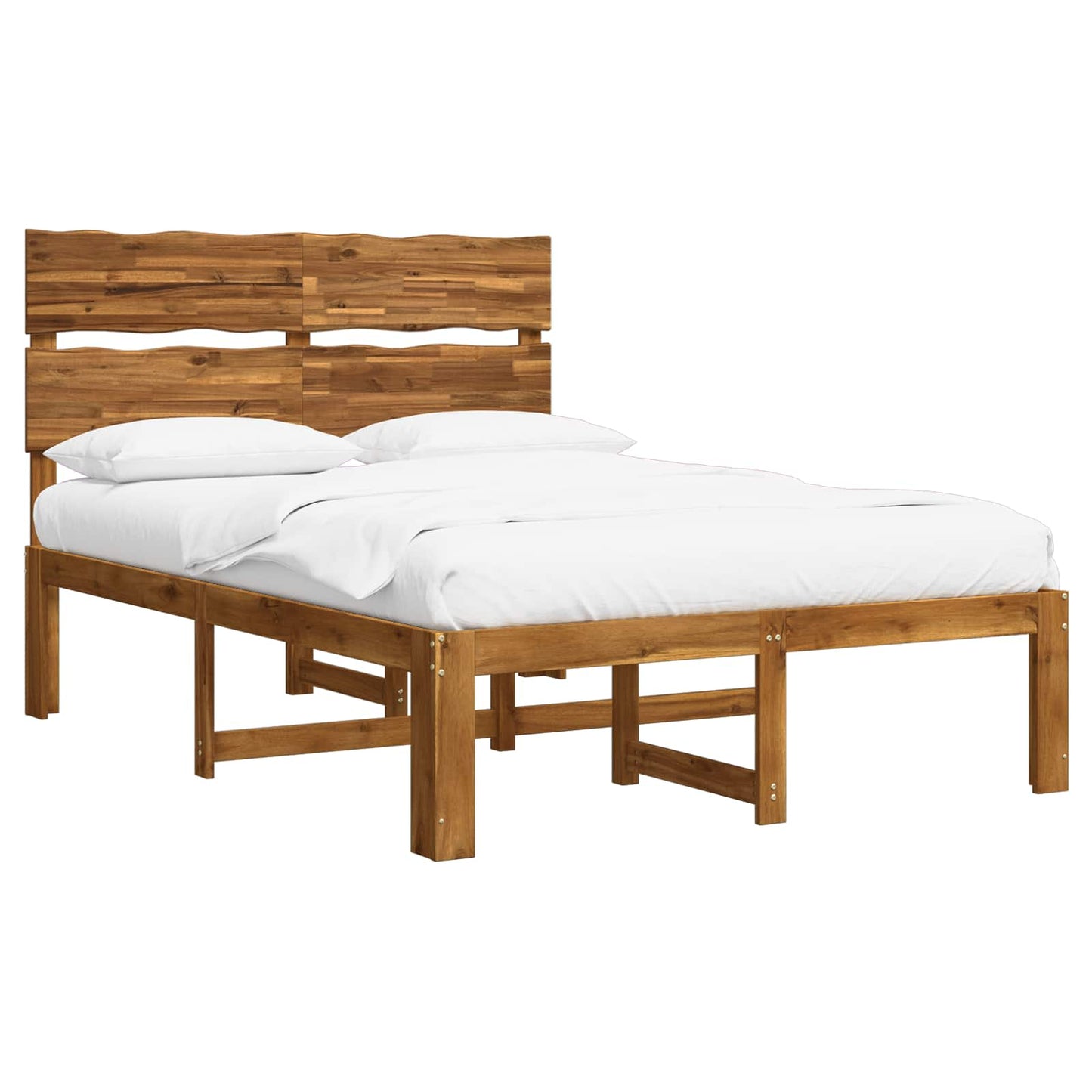 vidaXL Double Bed Frame with Headboard ROSTOCK Natural 120 x 190 cm