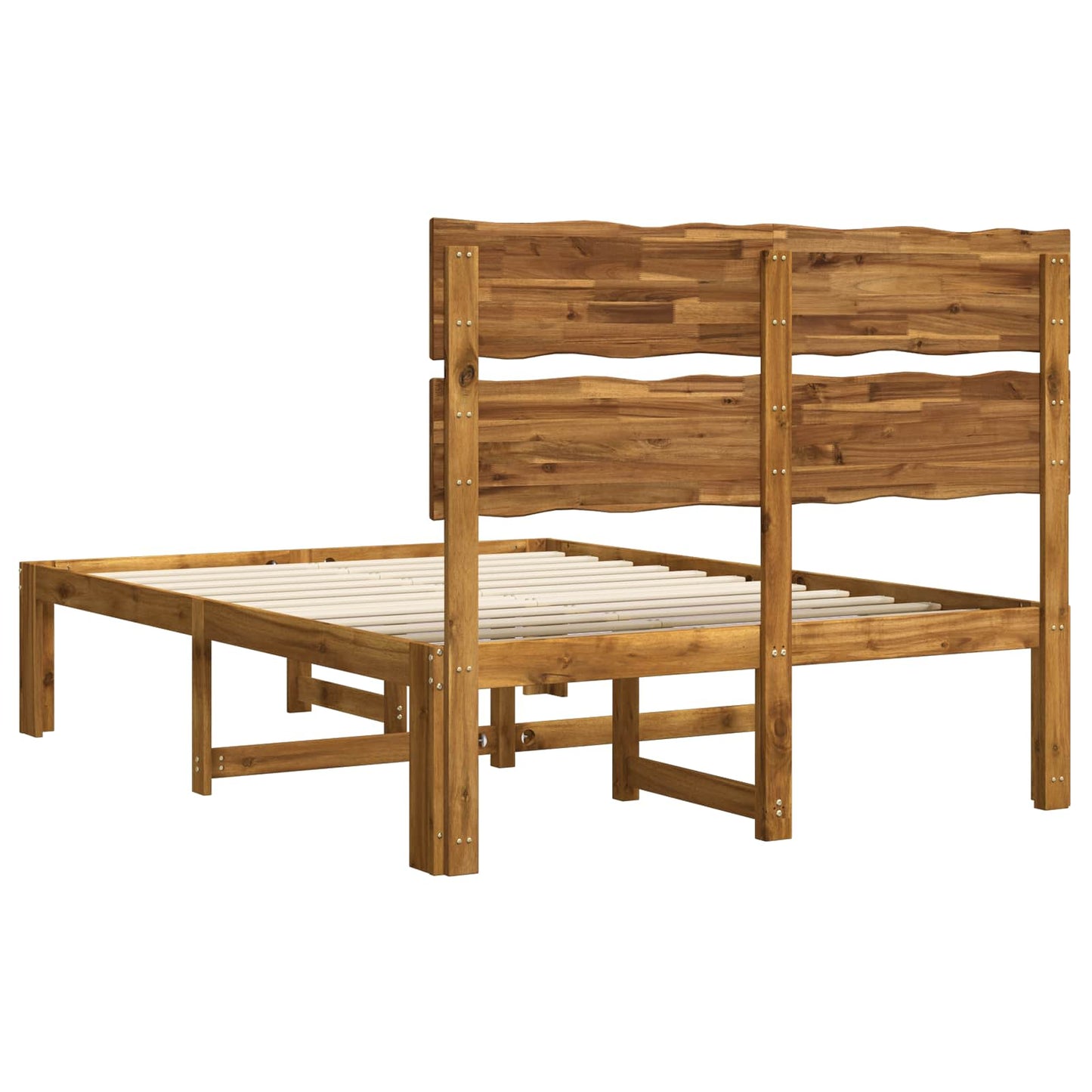 vidaXL Double Bed Frame with Headboard ROSTOCK Natural 120 x 190 cm