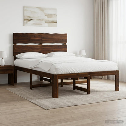 vidaXL Double Bed Frame with Headboard ROSTOCK Dark Brown 135 x 190 cm