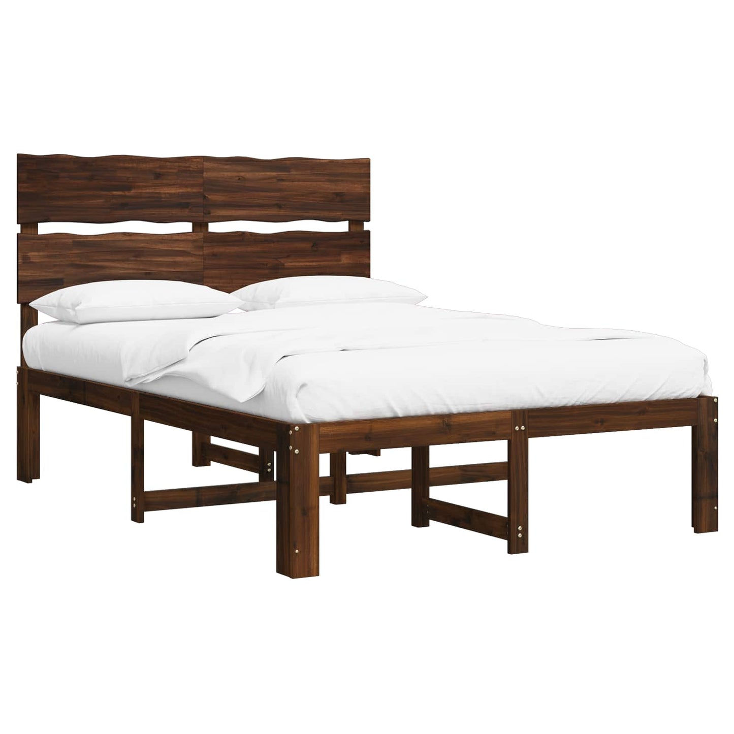 vidaXL Double Bed Frame with Headboard ROSTOCK Dark Brown 135 x 190 cm