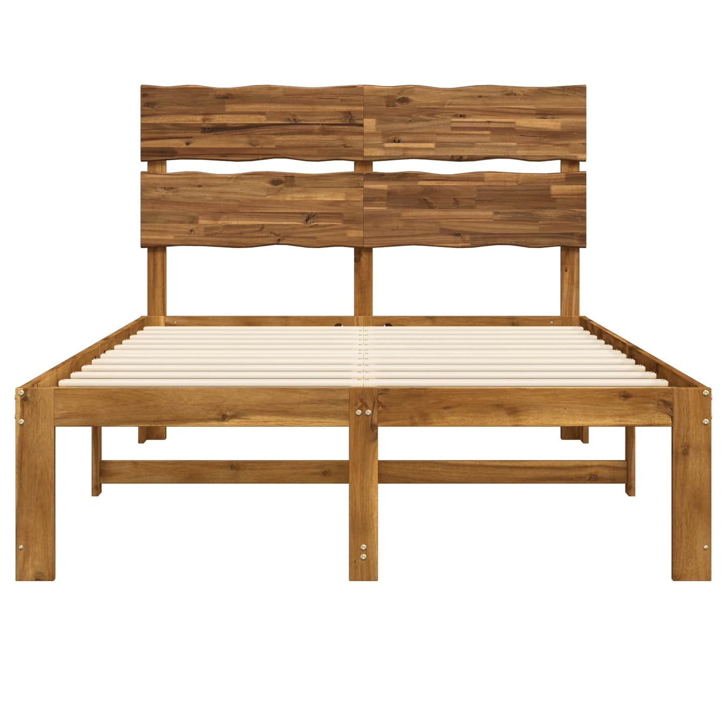 vidaXL Double Bed Frame with Headboard ROSTOCK Natural 135 x 190 cm