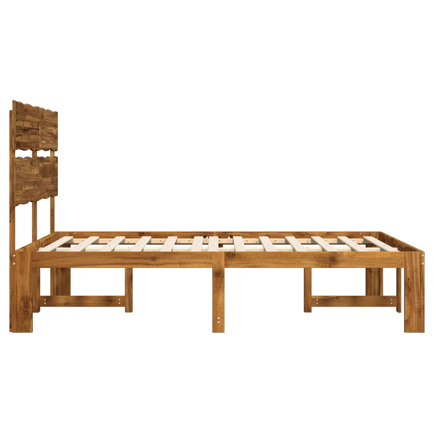 vidaXL Double Bed Frame with Headboard ROSTOCK Natural 135 x 190 cm
