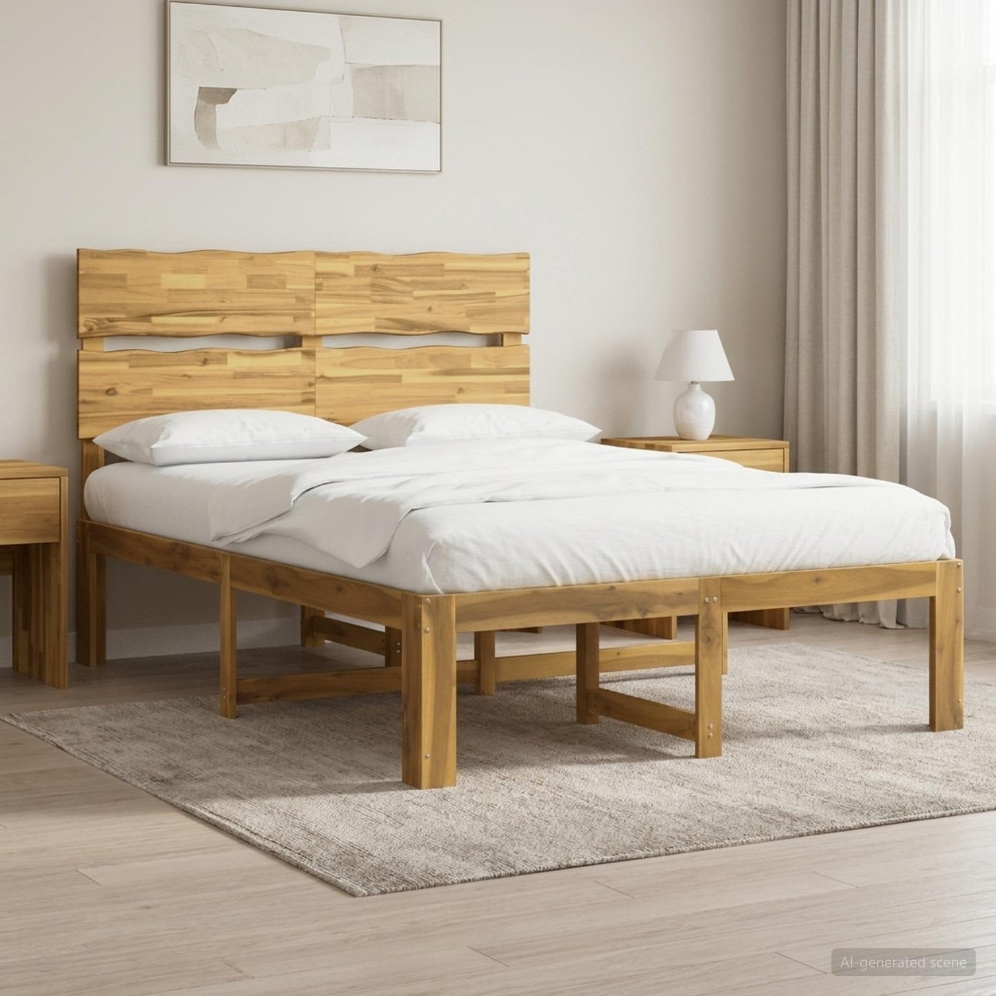 vidaXL Double Bed Frame with Headboard ROSTOCK White 135 x 190 cm