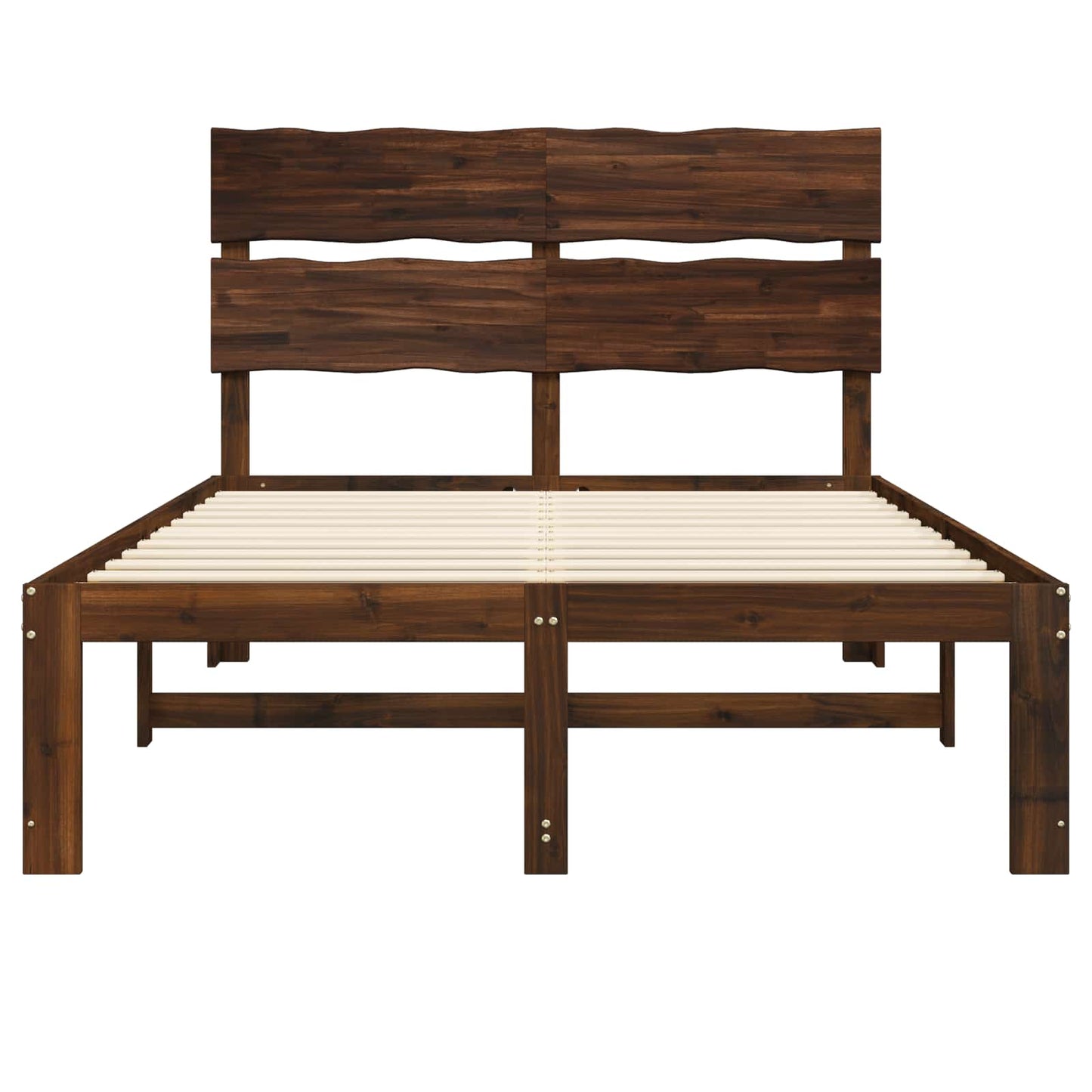 vidaXL Double Bed Frame with Headboard ROSTOCK Dark Brown 140 x 190 cm