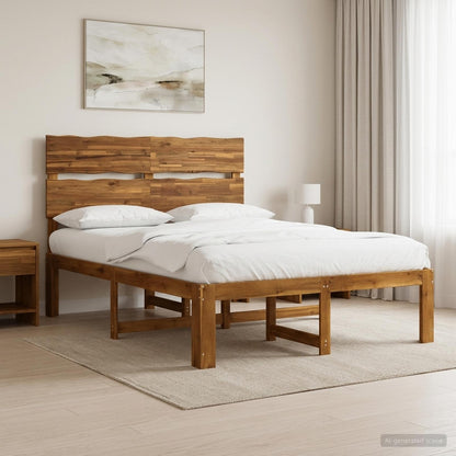 vidaXL Double Bed Frame with Headboard ROSTOCK Natural 140 x 190 cm