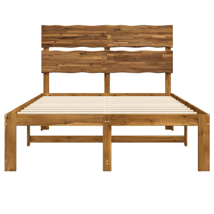 vidaXL Double Bed Frame with Headboard ROSTOCK Natural 140 x 190 cm
