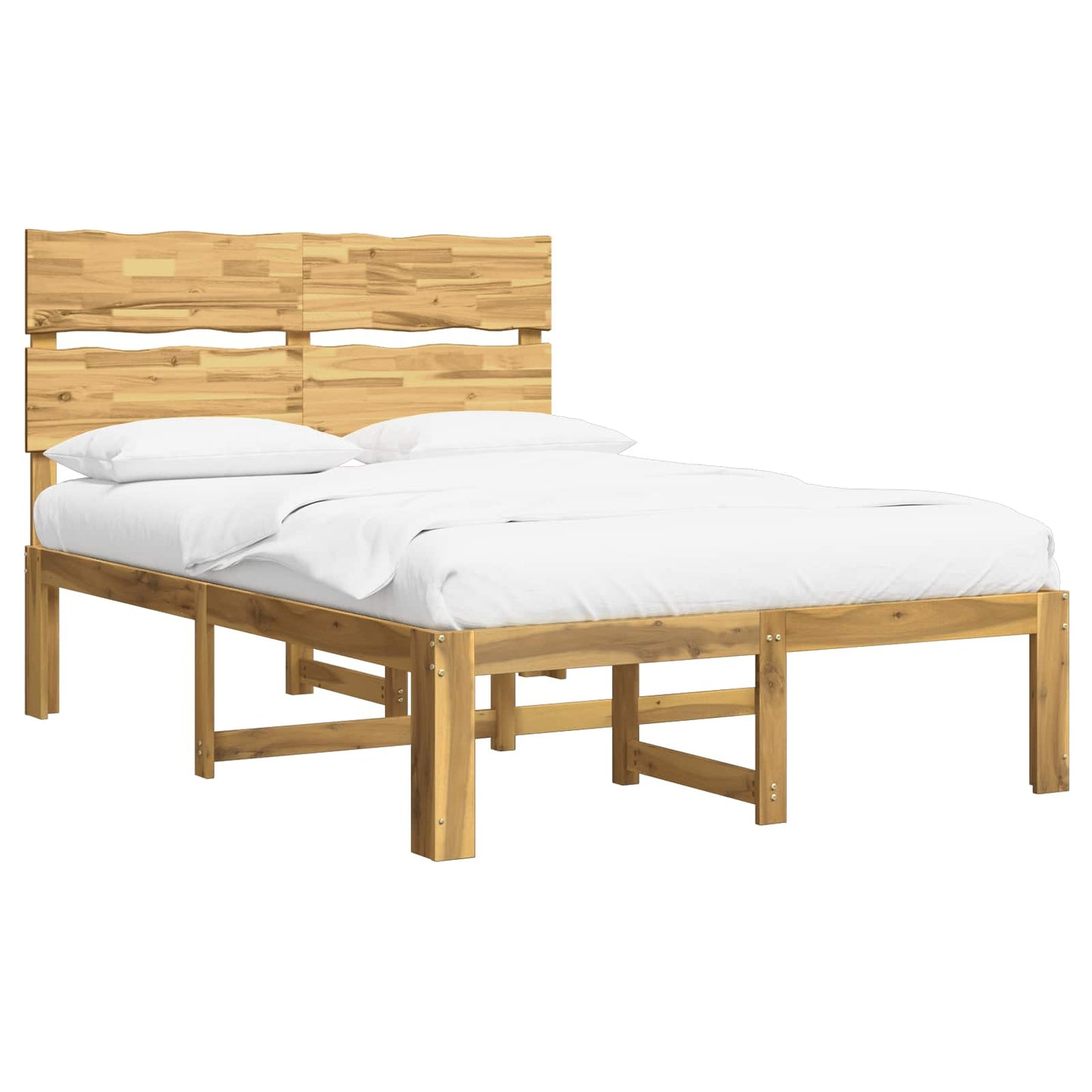 vidaXL Double Bed Frame with Headboard ROSTOCK White 140 x 190 cm