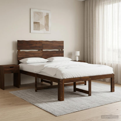 vidaXL Double Bed Frame with Headboard ROSTOCK Dark Brown 120 x 200 cm