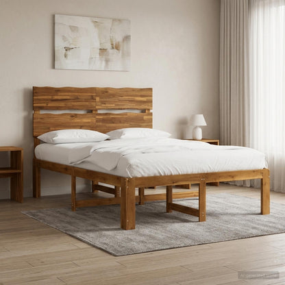 vidaXL Double Bed Frame with Headboard ROSTOCK Natural 120 x 200 cm