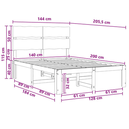 vidaXL Double Bed Frame with Headboard ROSTOCK Dark Brown 140 x 200 cm