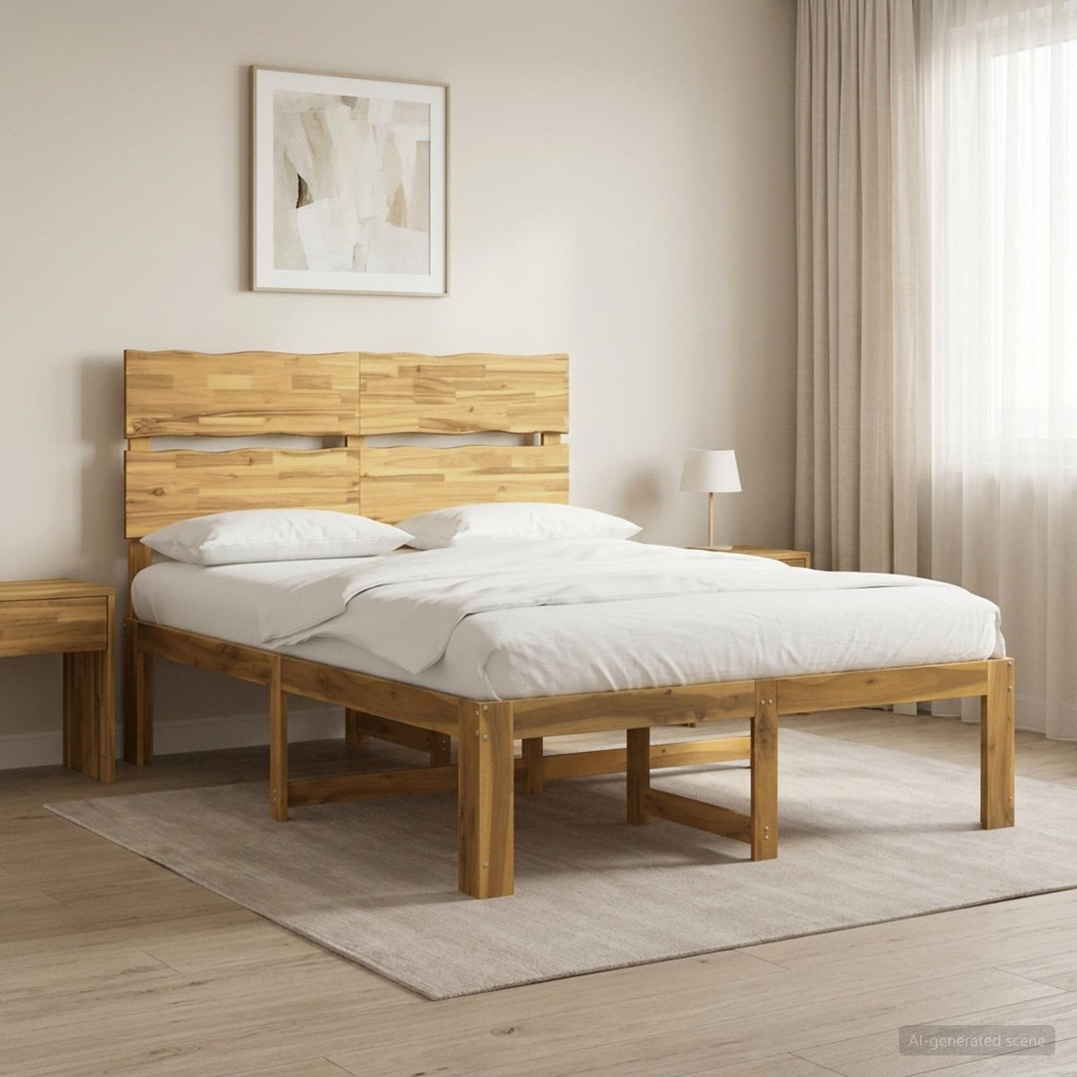 vidaXL Double Bed Frame with Headboard ROSTOCK White 140 x 200 cm