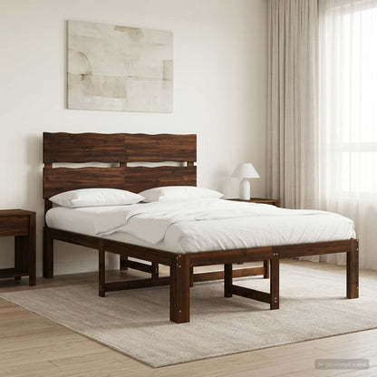 vidaXL Double Bed Frame with Headboard ROSTOCK Dark Brown 150 x 200 cm
