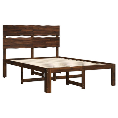 vidaXL Double Bed Frame with Headboard ROSTOCK Dark Brown 150 x 200 cm