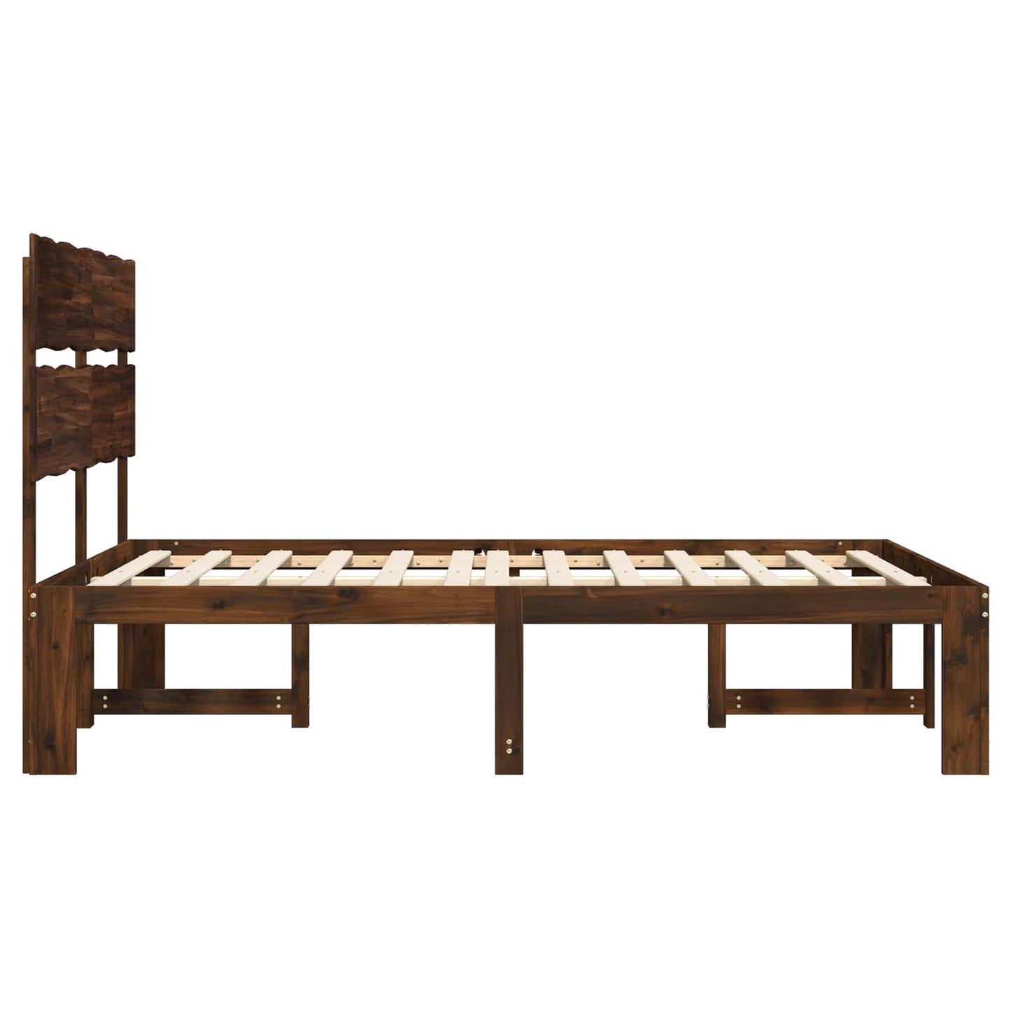vidaXL Double Bed Frame with Headboard ROSTOCK Dark Brown 150 x 200 cm