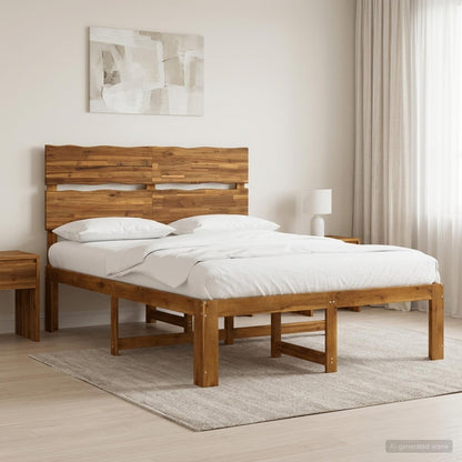 vidaXL Double Bed Frame with Headboard ROSTOCK Natural 150 x 200 cm