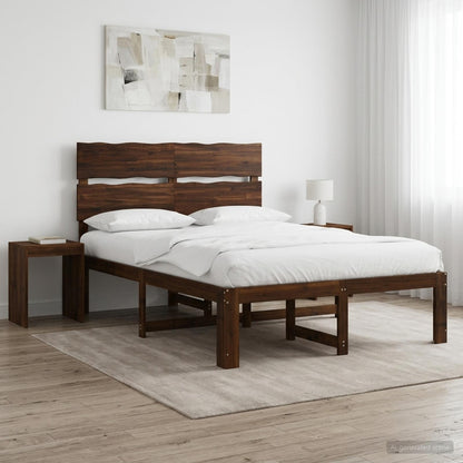 vidaXL Double Bed Frame with Headboard ROSTOCK Dark Brown 160 x 200 cm