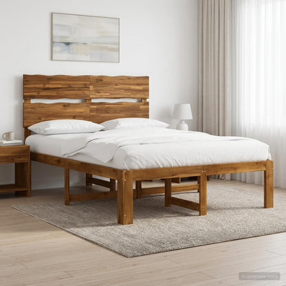 vidaXL Double Bed Frame with Headboard ROSTOCK Natural 160 x 200 cm