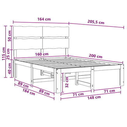 vidaXL Double Bed Frame with Headboard ROSTOCK White 160 x 200 cm